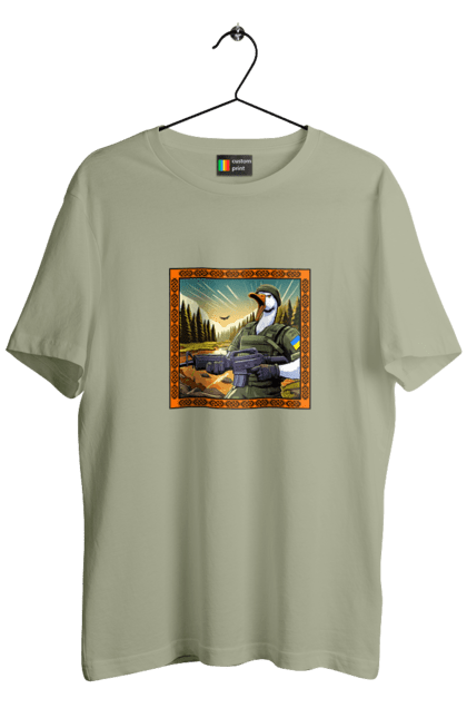 Футболка чоловіча з принтом "Гусячий десант". Біологічна зброя, бойові гуси, військовий гусак, гусячий десант, зброєні сили, прапор, символіка, україна. 2070702