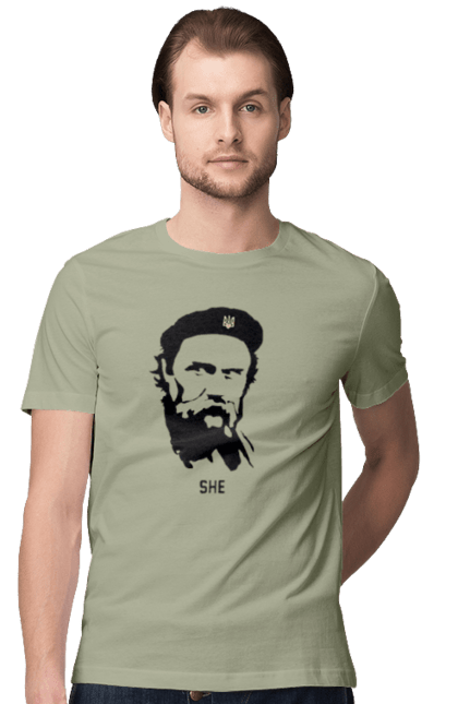 Футболка чоловіча з принтом "Шевченко". Берет, кобзарь, тарас, украина, шевченко. 2070702