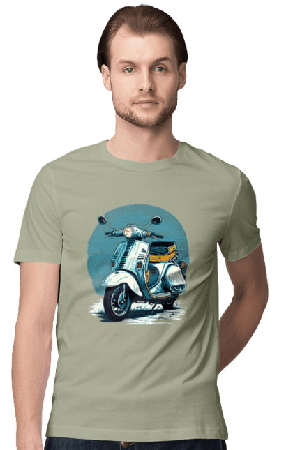 Футболка чоловіча з принтом "Мопед". Відпочинок, літо, мопед, скутер, швидкість. 2070702