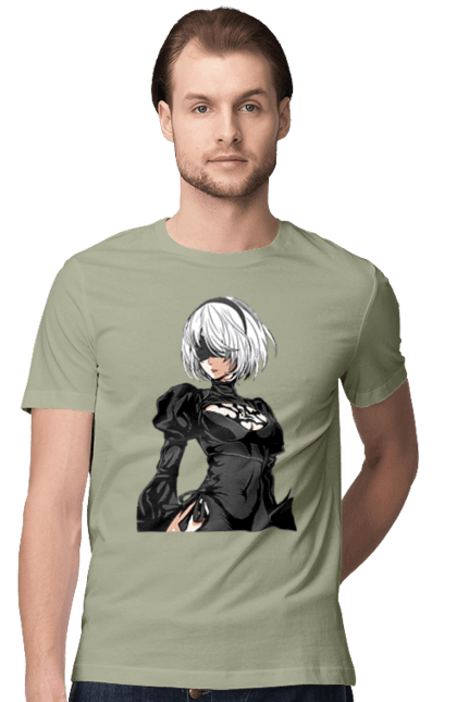 Men's t-shirt with prints Nier: Automata 2B. Character, executioner, game, nier: automata, platinum games, video game, yorha. 2070702