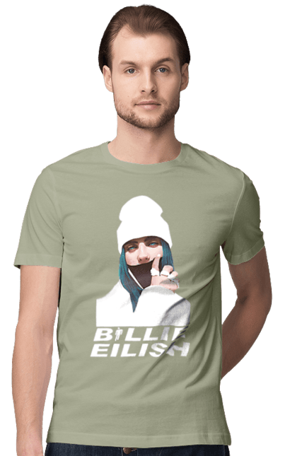 Футболка чоловіча з принтом "Біллі Айліш". Біллі айліш, логотип біллі айліш, принт біллі айліш, співачка біллі айліш. 2070702