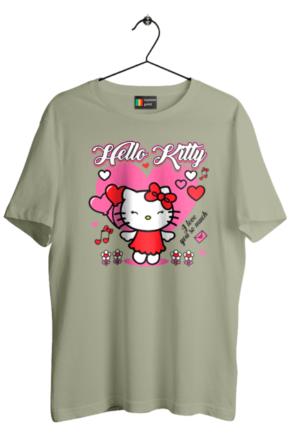 Футболка мужская с принтом Хелло Китти. Hello kitty, бренд, кот, котенок, персонаж, хелло китти. 2070702