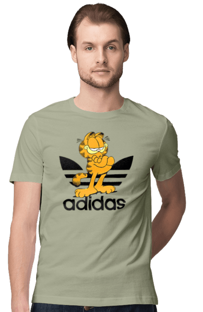 Футболка мужская с принтом Adidas Гарфилд. Adidas, garfield, адидас, гарфилд, голод, кинокомедия, комедия, кот, фильм. 2070702