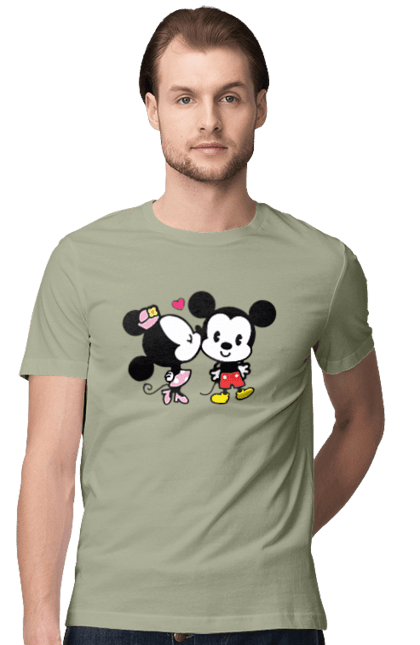 Футболка мужская с принтом Микки Маус и Минни Маус. Mickey mouse, minnie mouse, дисней, микки, микки маус, минни маус, мультфильм. 2070702