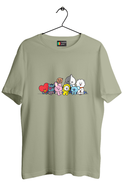 Футболка чоловіча з принтом "BTS & BT21". Bt21, bts, k pop, line, бт21, бтс, іграшка, к-поп, лайн, персонажі. 2070702