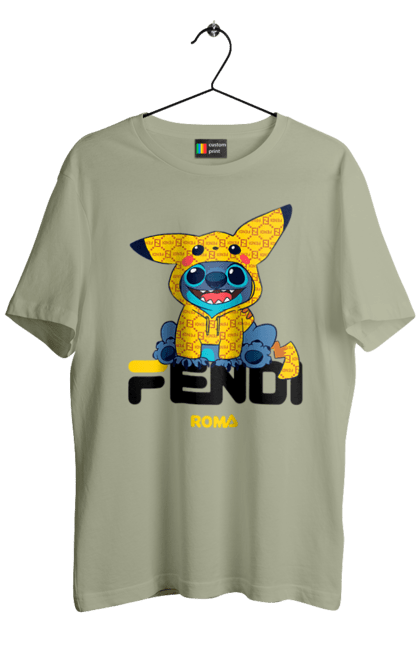 Футболка чоловіча з принтом "Fendi Стіч". Fendi, stich, бренд, будинок моди, італія, люкс, мода, стіч, сумка, фенді. 2070702