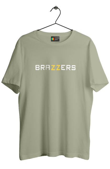Футболка чоловіча з принтом "Brazzers". Brazzers, hub, porn, porn hub, pornhub, бразерс, браззерс, зсу, порно хаб, порнохаб. 2070702