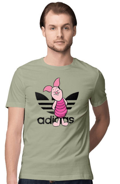 Футболка чоловіча з принтом "Adidas П'ятачок". Adidas, piglet, адідас, вінні пух, мультфільм, п ятачок, п`ятачок, пятачок. 2070702