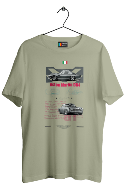 Men's t-shirt with prints Aston Martin DB4. Aston martin, auto, automobile, car, db4, race, sport, sport car. 2070702