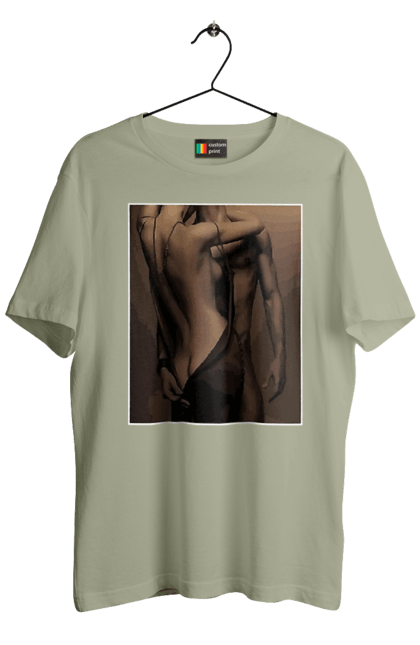 Футболка чоловіча з принтом "Інтрига". Взаємність, захоплення, інтрига, любов, неможливо встояти, секс, чоловік і жінка. 2070702