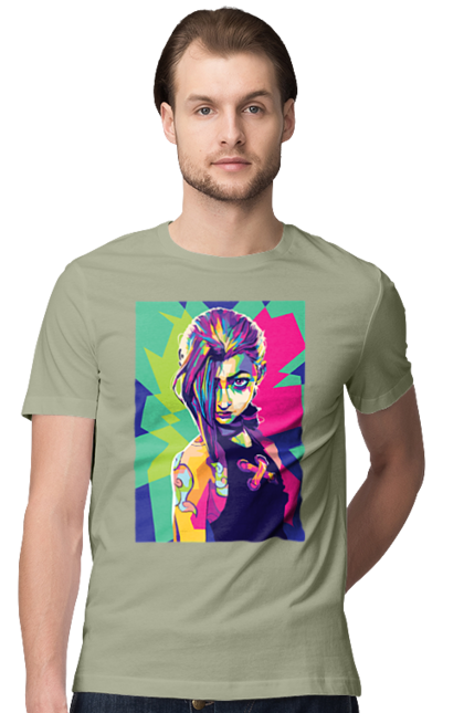 Men's t-shirt with prints Arcane. Animated series, arcane, fantasy, fortiche, jinx, league of legends, riot games, wai. 2070702