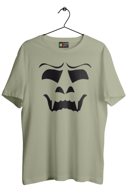 Men's t-shirt with prints Halloween pumpkin face. Costume, halloween, holiday, october, october 31, pumpkin, scary, sweets, trick or treat. 2070702