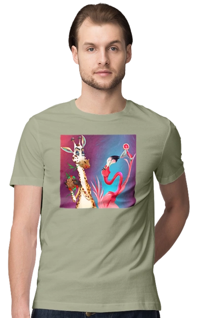 Giraffe And Flamingo At The Party