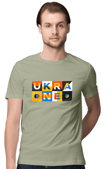 Футболка чоловіча з принтом "Україна". Напис україна, символ україни, текст україна, україна. 2070702