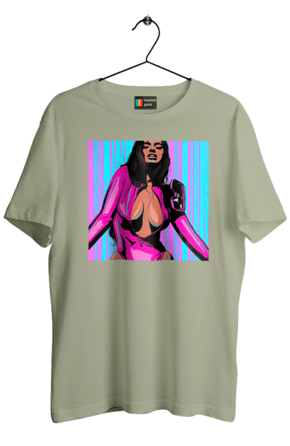 Футболка чоловіча з принтом "Дівчина З Глибоким Декольте". Гола, дівчина, сиськи. 2070702