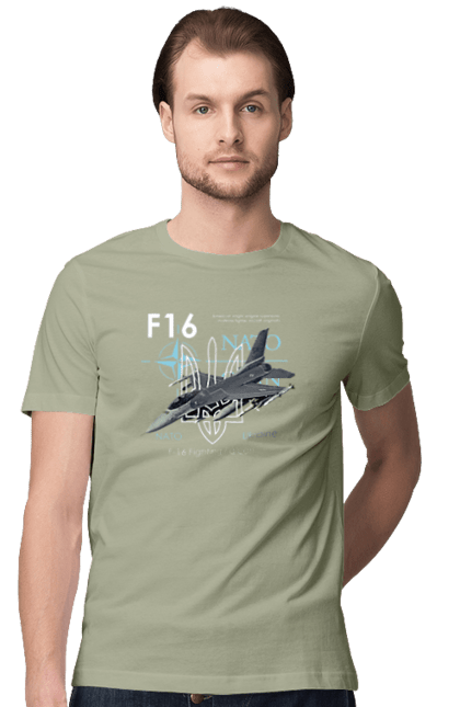 Футболка чоловіча з принтом "F16". F16, nasams, zuzana, гаубиця, два герби, залужний, сюзанна. 2070702