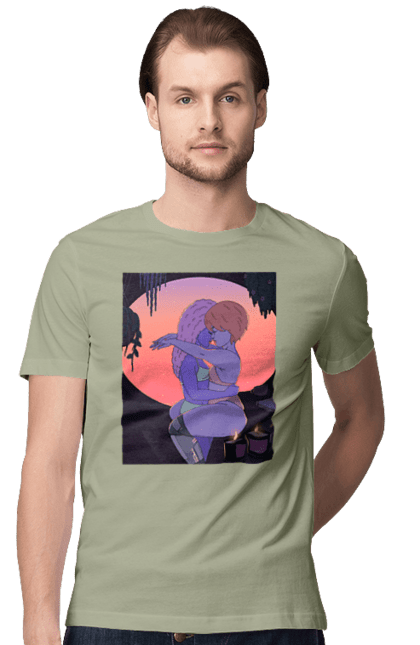 Футболка чоловіча з принтом "Фіолетові Дівчата Обіймаються". Захід, обійми. 2070702