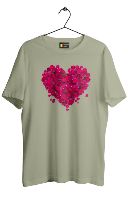 Футболка чоловіча з принтом "Серце З Пелюсток Троянди". Пелюстки, серце, троянда. 2070702