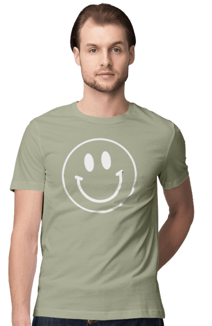 Футболка чоловіча з принтом "Смайл". Весела пика, веселий смайлик, комп`ютерна посмішка, людина з посмішкою, пика, посмішка, смайл гарного настрою, смайлик, усміхнене пика, усміхнений чоловічок, чоловічок з посмішкою. 2070702