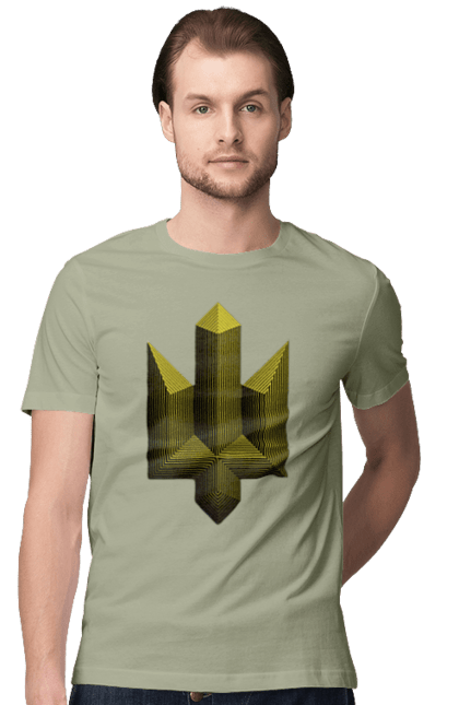 Футболка чоловіча з принтом "Герб могутність". Будь мужнім, будь хоробрим, герб, ми сильні, перемога буде, слава нації, слава україні, сміливість, україна, українська сміливість. 2070702