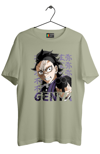 Men's t-shirt with prints Demon Slayer Genya Shinazugawa. Anime, demon slayer, genya, genya shinazugawa, kimetsu no yaiba, manga, аниме, истребитель демонов, манга. 2070702