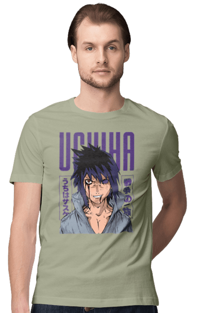 Men's t-shirt with prints Naruto Sasuke Uchiha. Anime, manga, naruto, sasuke, sasuke uchiha, team 7, team number 7, uchiha. 2070702