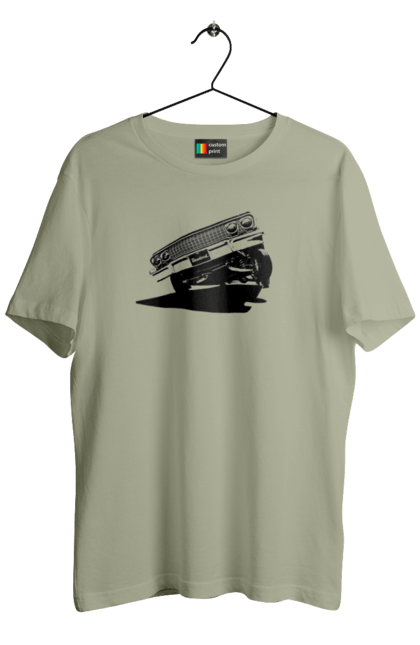 Футболка чоловіча з принтом "Автомобіль". Автомобіль, імпала, класика, лоурайдер, шевроле. 2070702