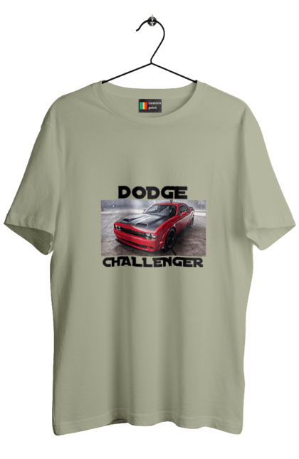 Футболка чоловіча з принтом "Додж челенджер". Авто, автомобіль, американська легенда, додж челенджер, класичний автомобіль, культове авто, масл кар, потужний автомобіль. 2070702