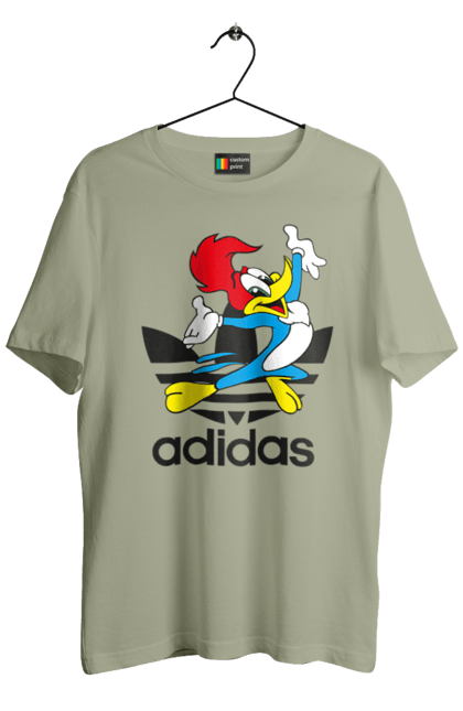 Футболка мужская с принтом Adidas Вуди Вудпекер. Adidas, woody woodpecker, адидас, вуди, вуди вудпекер, дятел вуди, мультсериал. 2070702