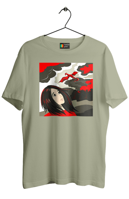 Men's t-shirt with prints Girl and dragon. Dragon, fantasy, romance, young woman. 2070702