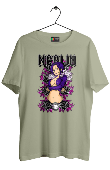 Men's t-shirt with prints Seven Deadly Sins Merlin. Adventures, anime, comedy, fantasy, manga, merlin, seven deadly sins. 2070702