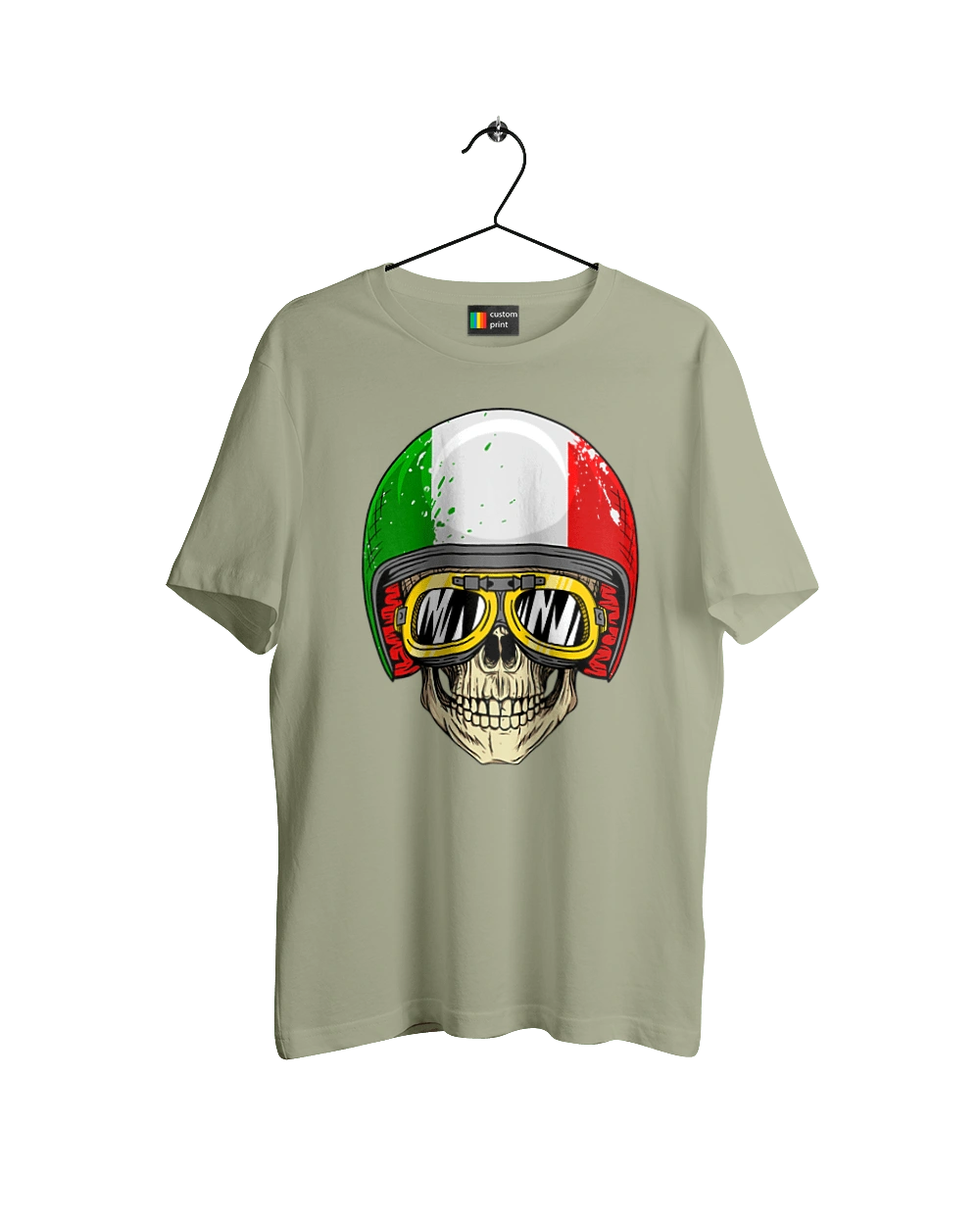 Skull in a motorcycle helmet