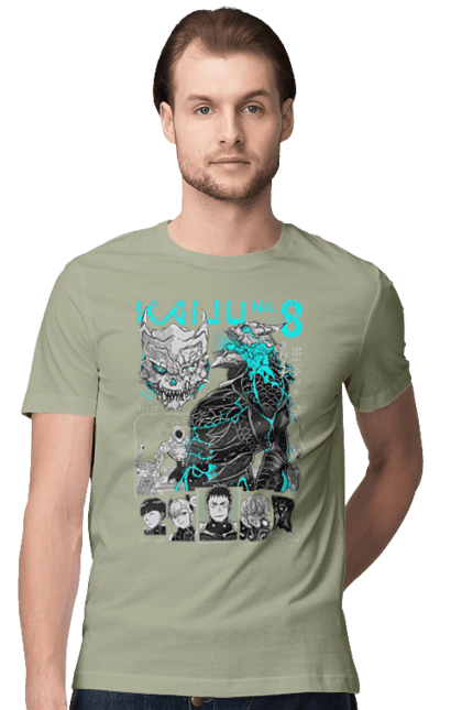 Men's t-shirt with prints Kaiju № 8 Kafka Hibino. Anime, hibino kafka, kafka hibino, kaiju, kaiju 8, kaiju 8, kaiju № 8, manga. 2070702