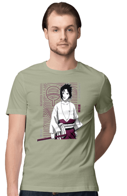 Футболка чоловіча з принтом "Наруто Саске Учіха". Naruto, sasuke, sasuke uchiha, аніме, команда 7, команда номер 7, манга, наруто, саске, саске учіха. 2070702