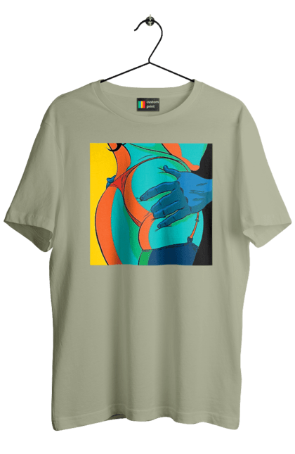 Футболка чоловіча з принтом "Жіноча Попа В Чоловічих Руках". Гола, жопа, ляпас. 2070702