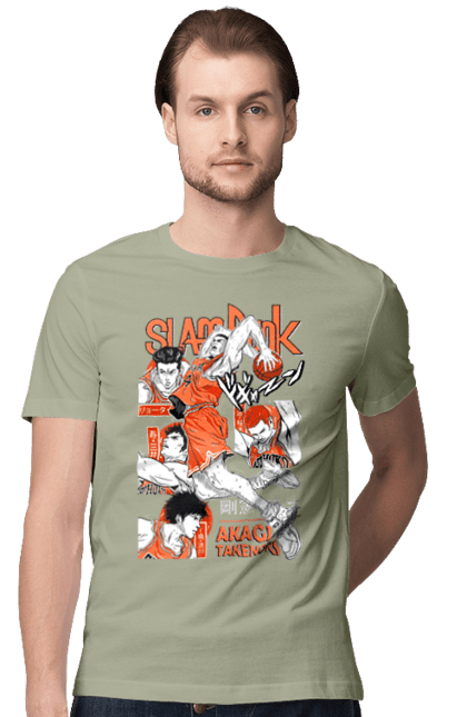 Men's t-shirt with prints Slam Dunk Takenori Akagi. Anime, basketball, comedy, manga, school, shonen, slam dunk, sports anime, takenori akagi. 2070702