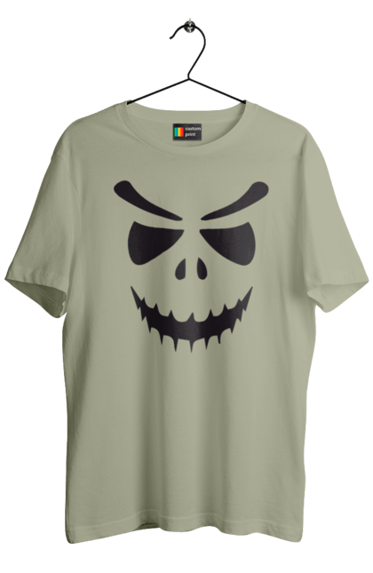 Men's t-shirt with prints Halloween pumpkin face. Costume, halloween, holiday, october, october 31, pumpkin, scary, sweets, trick or treat. 2070702