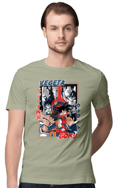 Men's t-shirt with prints Dragon Ball. Anime, dragon ball, goku, manga, tv series, vegeta. 2070702