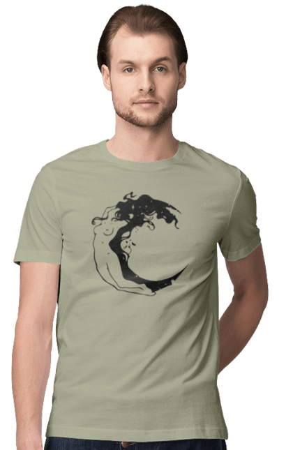 Men`s t-shirt with prints Moon girl. Cosmic, girl, moon, space, stars. 2070702
