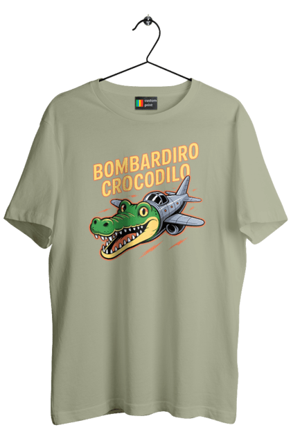 Футболка чоловіча з принтом "Bombardino Crocodilo". Bombardino, bombardino crocodilo, crocodilo, бомбардиро крокодило, бомбардіно крокоділо, крокодил, крокодил літак, крокодил мем, мем бомбардине крокодило, меми. 2070702