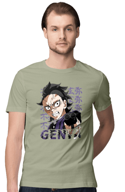 Men's t-shirt with prints Demon Slayer Genya Shinazugawa. Anime, demon slayer, genya, genya shinazugawa, kimetsu no yaiba, manga, аниме, истребитель демонов, манга. 2070702