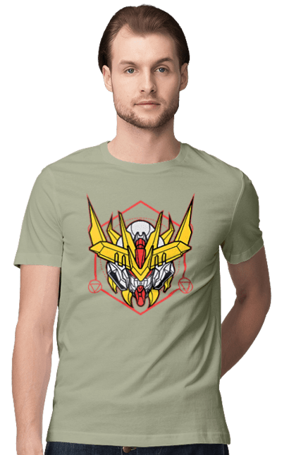 Men's t-shirt with prints Gundam Barbatos Lupus Rex. Anime, asw g 08, barbatos lupus rex, game, gundam, manga, robot, video game, war. 2070702