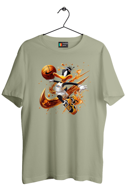 Men's t-shirt with prints Daffy Duck Nike. Cartoon, character, daffy duck, duck, looney tunes, merrie melodies, nike, warner brothers. 2070702