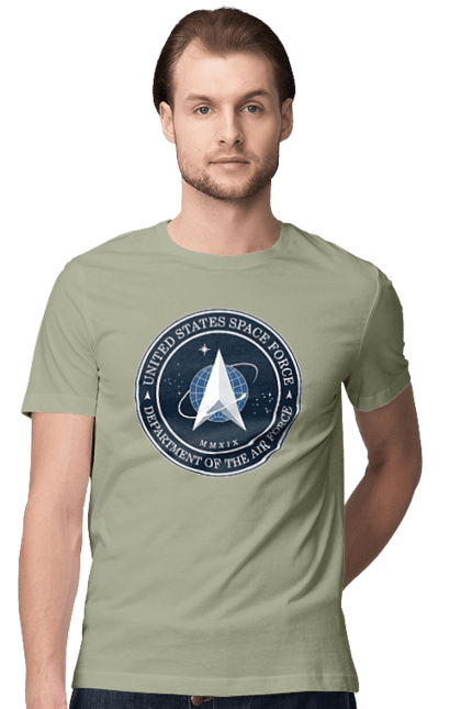 Men's t-shirt with prints United States Space Force. Emblem, political, politics, space, space force, space travel, united states, ussf. 2070702