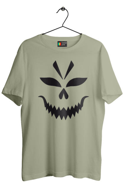 Men's t-shirt with prints Halloween pumpkin face. Costume, halloween, holiday, october, october 31, pumpkin, scary, sweets, trick or treat. 2070702