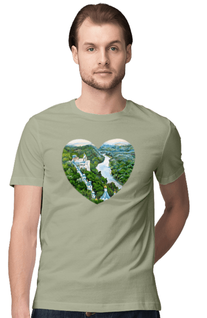 Men`s t-shirt with prints Святогорская лавра. Church, donetsk region, forest, landscape, monastery, river, svyatogorsk, ukraine. 2070702