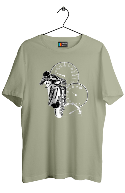 Футболка мужская с принтом Мотоцикл И Скорость Белый. Мото, мотоцикл, скорость. 2070702