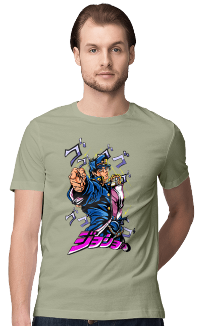 Men's t-shirt with prints JOJO Jotaro. Anime, jojo, jojo`s bizarre adventure, jojo’s bizarre adventure, jotaro, jotaro kujo, manga. 2070702