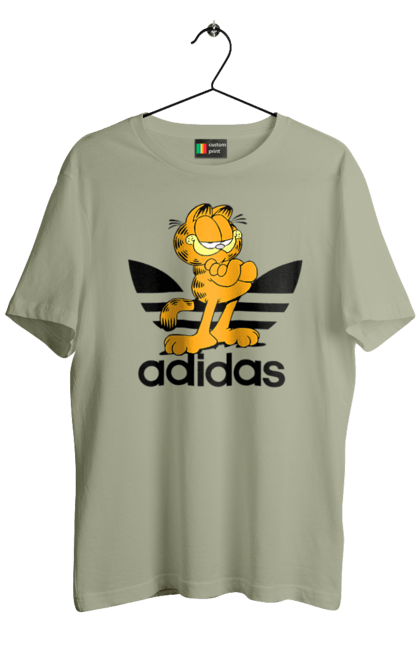 Футболка мужская с принтом Adidas Гарфилд. Adidas, garfield, адидас, гарфилд, голод, кинокомедия, комедия, кот, фильм. 2070702