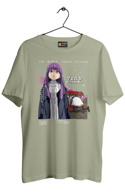 Men's t-shirt with prints Frieren: Beyond Journey's End. Anime, elf, fern, frieren, heroine, magician, manga. 2070702